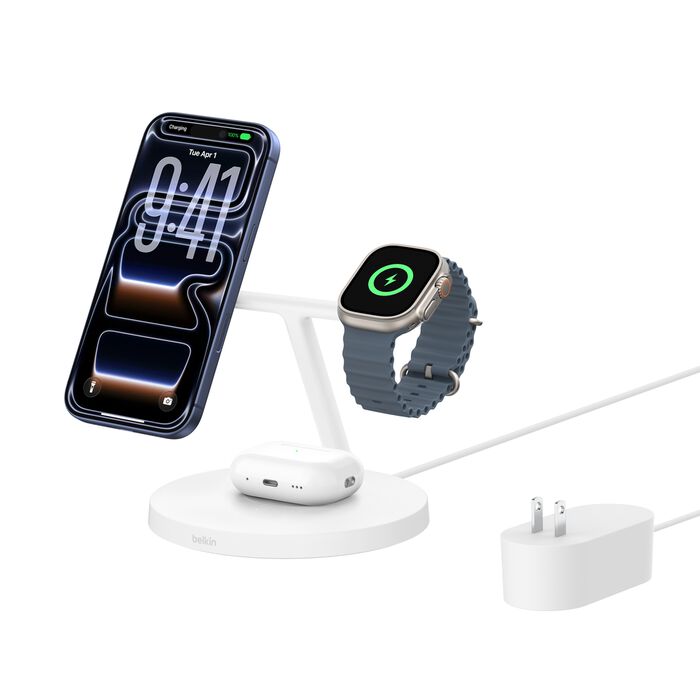 Belkin BoostCharge Pro 3-in-1 Wireless Charging Stand with Qi2 15W